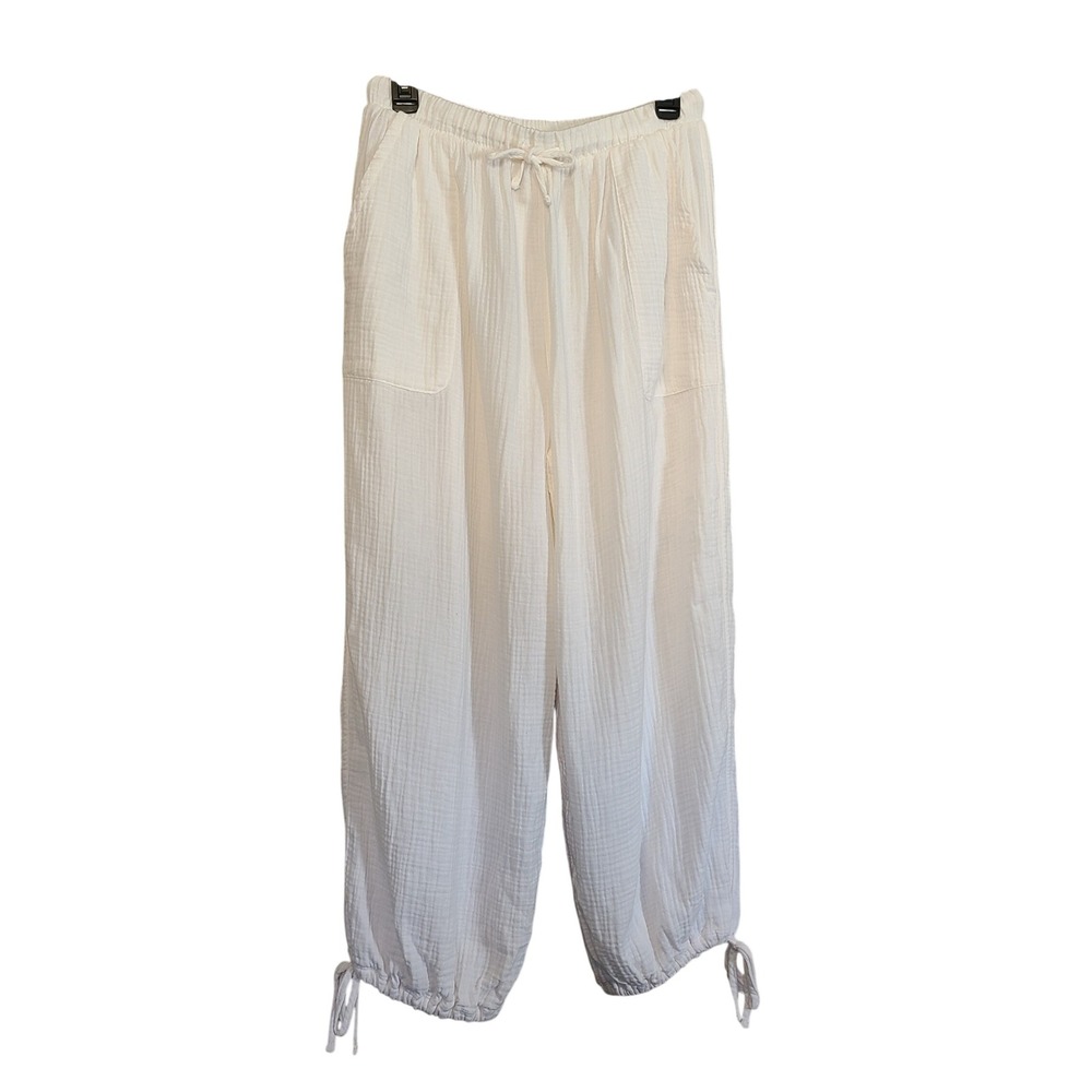 Colsie Gauze Lounge Pants Women S White Drawstring Cotton Beach Travel Comfy